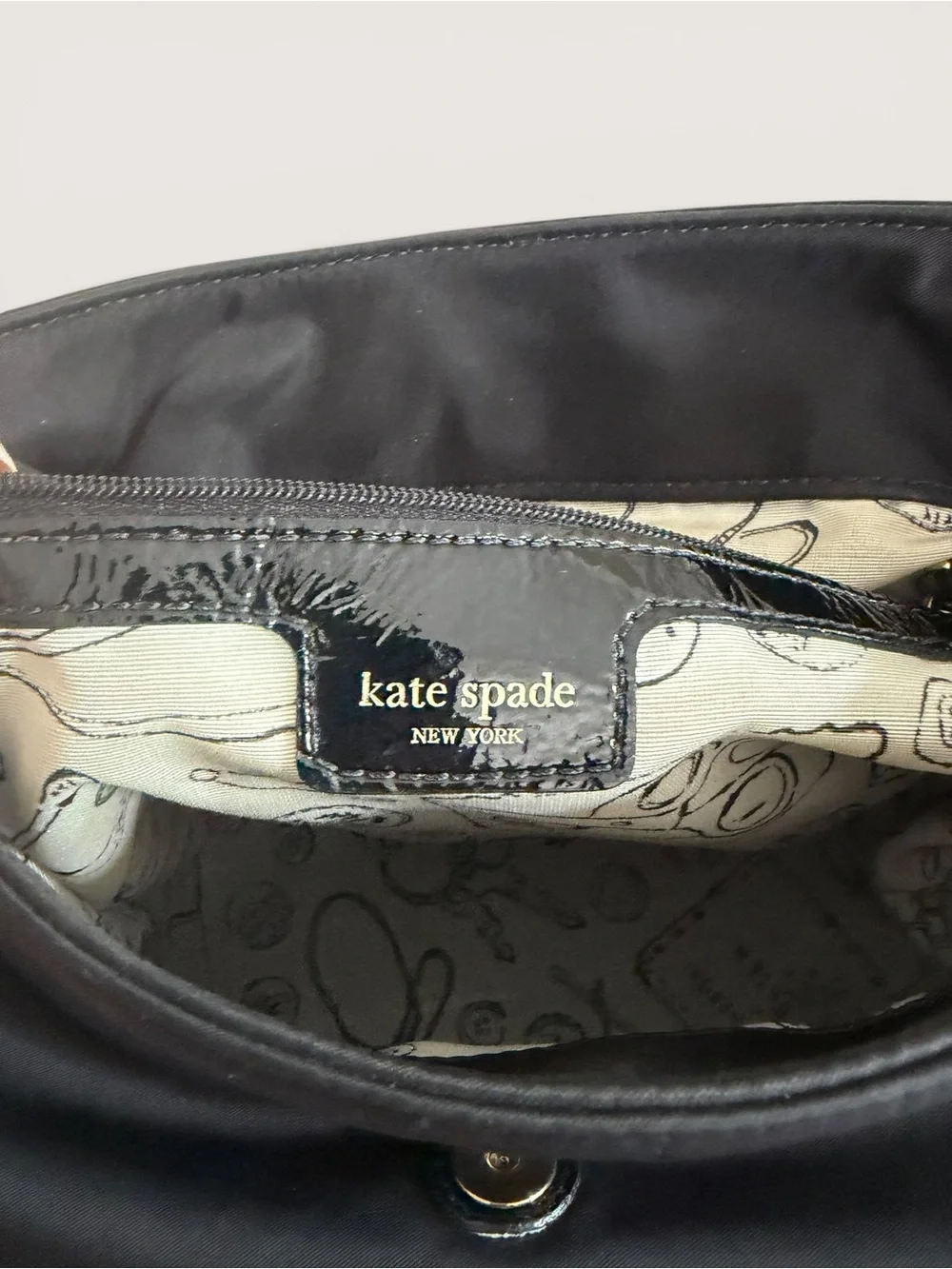 kate spade Black Nylon Small Flap Backpack with Front Pocket